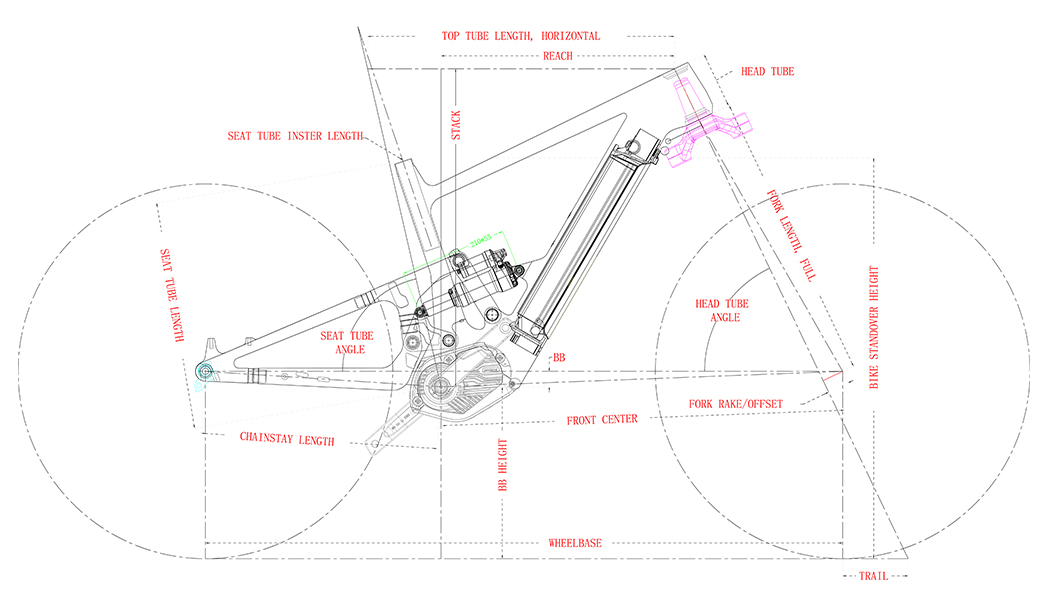 LightCarbon E-Bike-Rahmen LCE971 Geometrie