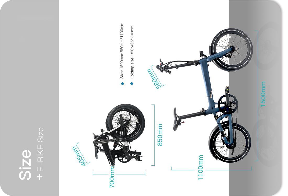 LCE-XO faltbare Carbon-E-Bike-Größe